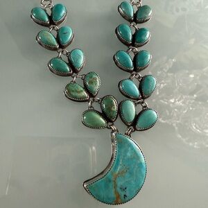 HML Sterling Silver Turquoise Crescent Necklace